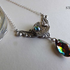 Rococo ispirato steampunk collana - gioielli steampunk - regalo in scatola - swarovski vulcano collana di cristallo - regalo di natale 