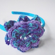 Cerchietto bambina/donna turchese con fiore lilla e viola 
