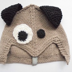 Cappellino cagnolino da bambino/a in lana merino taglia 4-6 anni 