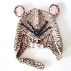 Cappellino topino da bambina/o in lana merino taglia 0-3 mesi 