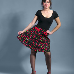 Jupe sixties seventies retro "cherry-cherry" vintage impression cerises 