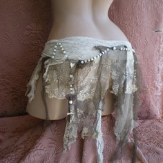 Sur-jupe (surjupe) gothique marron, taupe et crème/écru dentelles 