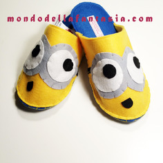 Pantofole in feltro minion, fatte a mano 