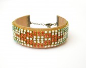 Bracelet cuir et chaîne sertie 