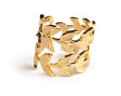 Bague feuille plaqué or double réglable